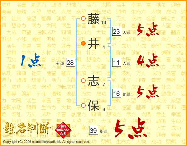 藤井志保さんの運勢 姓名判断 名前の画数から無料で