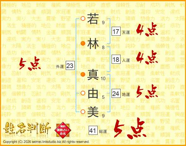 若林真由美さんの運勢 姓名判断 名前の画数から無料で
