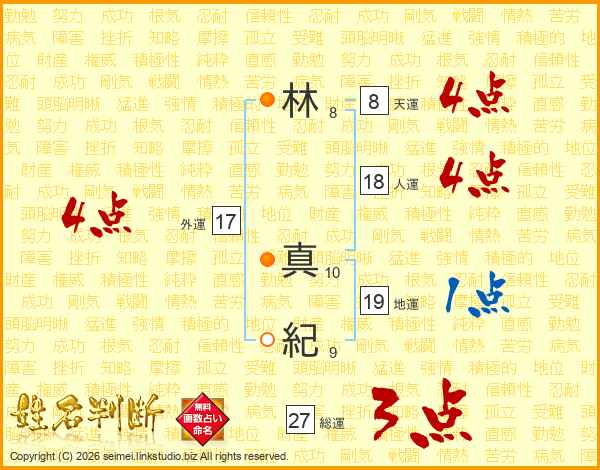 林真紀さんの運勢 姓名判断 名前の画数から無料で